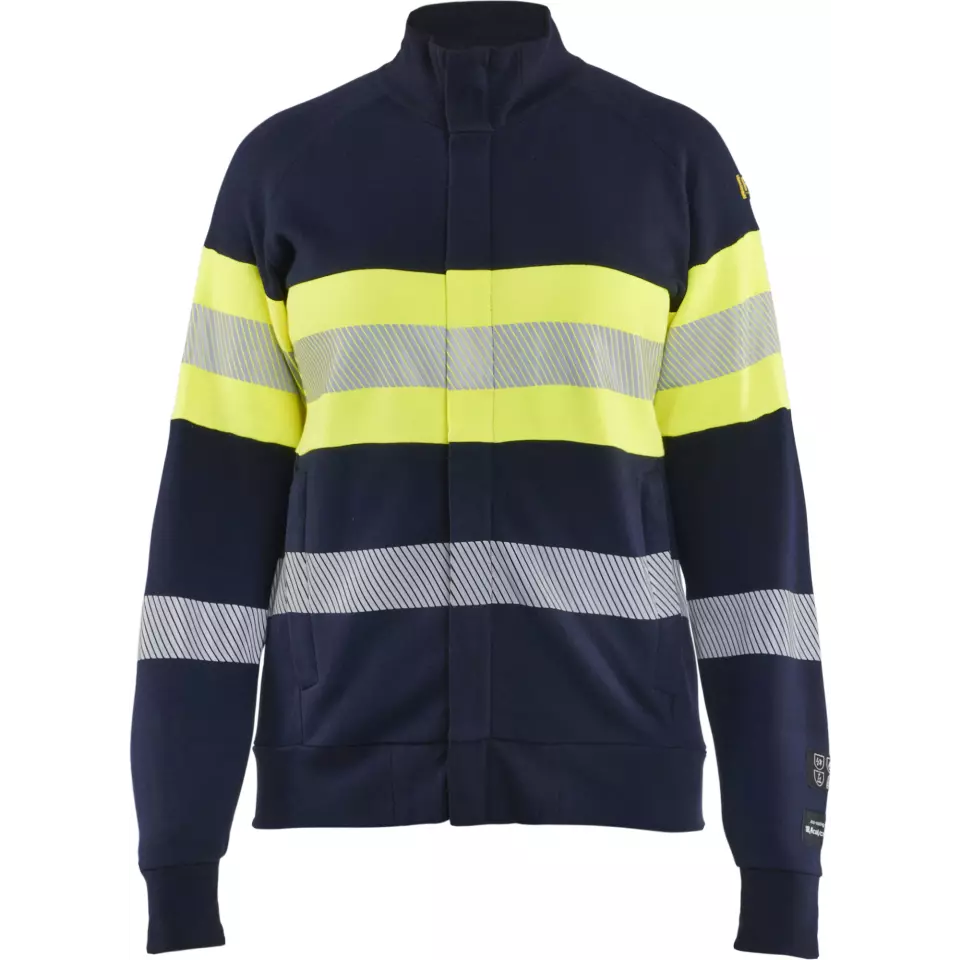 Blåkläder 347217628933, Ladies Multinorm high vis sweatshirt with zipper, navy blue/ yellow, image 1, gallery thumbnail