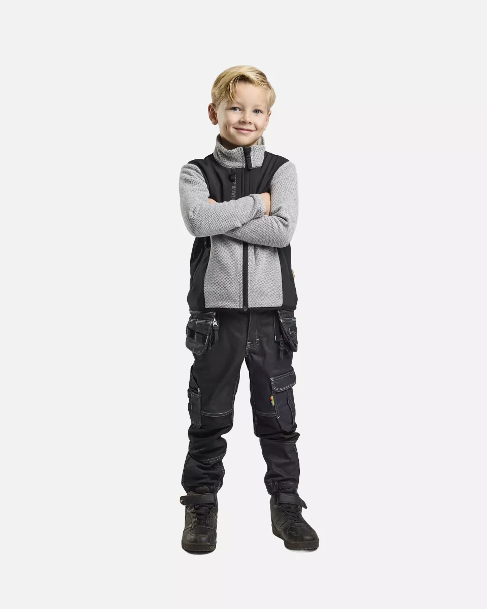 Blaklader 520725369099, Kids Knitted Fleece Pullover, Grey Melange/Black, image 5, gallery thumbnail