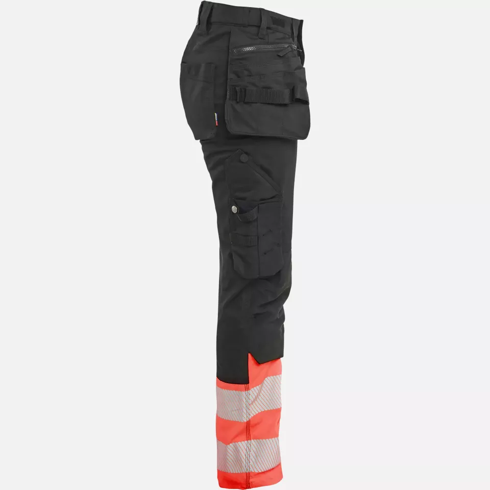 Blaklader 703011499955, High Vis Ladies Stretch Trousers, Black/High Vis Red, image 2, gallery thumbnail
