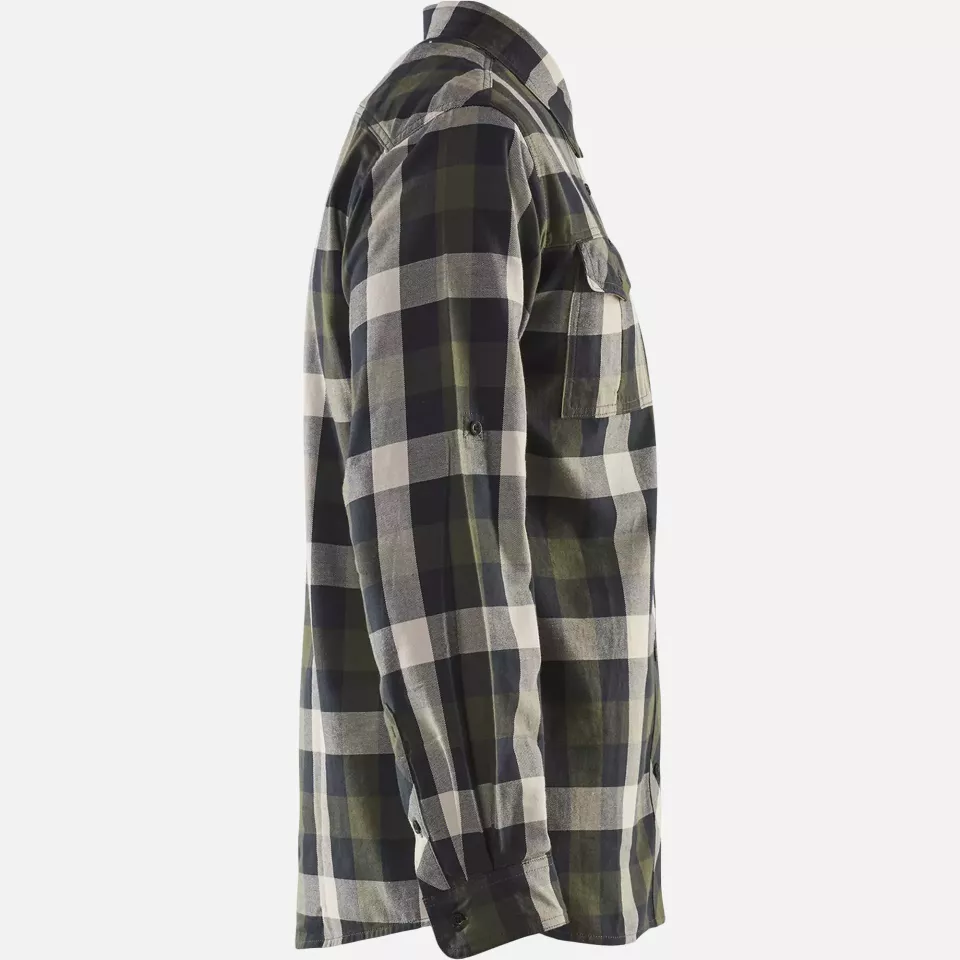 Blaklader 329911524599, Flannel Shirt, Dark Olive Green/Black, image 2, gallery thumbnail