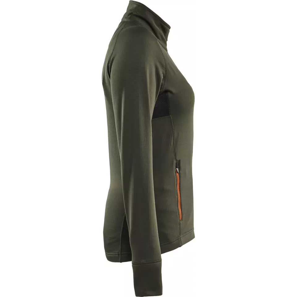 Blåkläder 474525394240, STRIKER Women's Fleece Jacket, Forest Green/Rust, image 2, gallery thumbnail