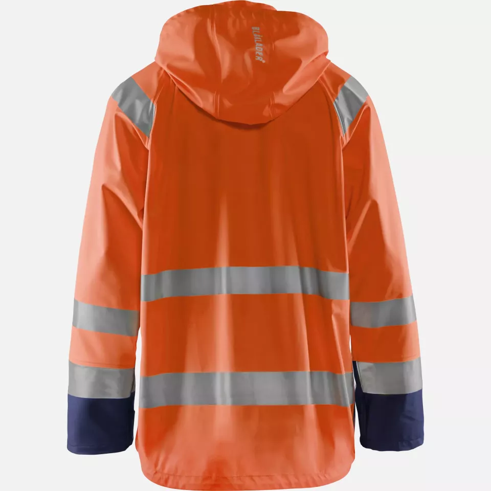 Blaklader 432320005389, High Vis Rain Jacket, Orange/Navy Blue, image 4, gallery thumbnail