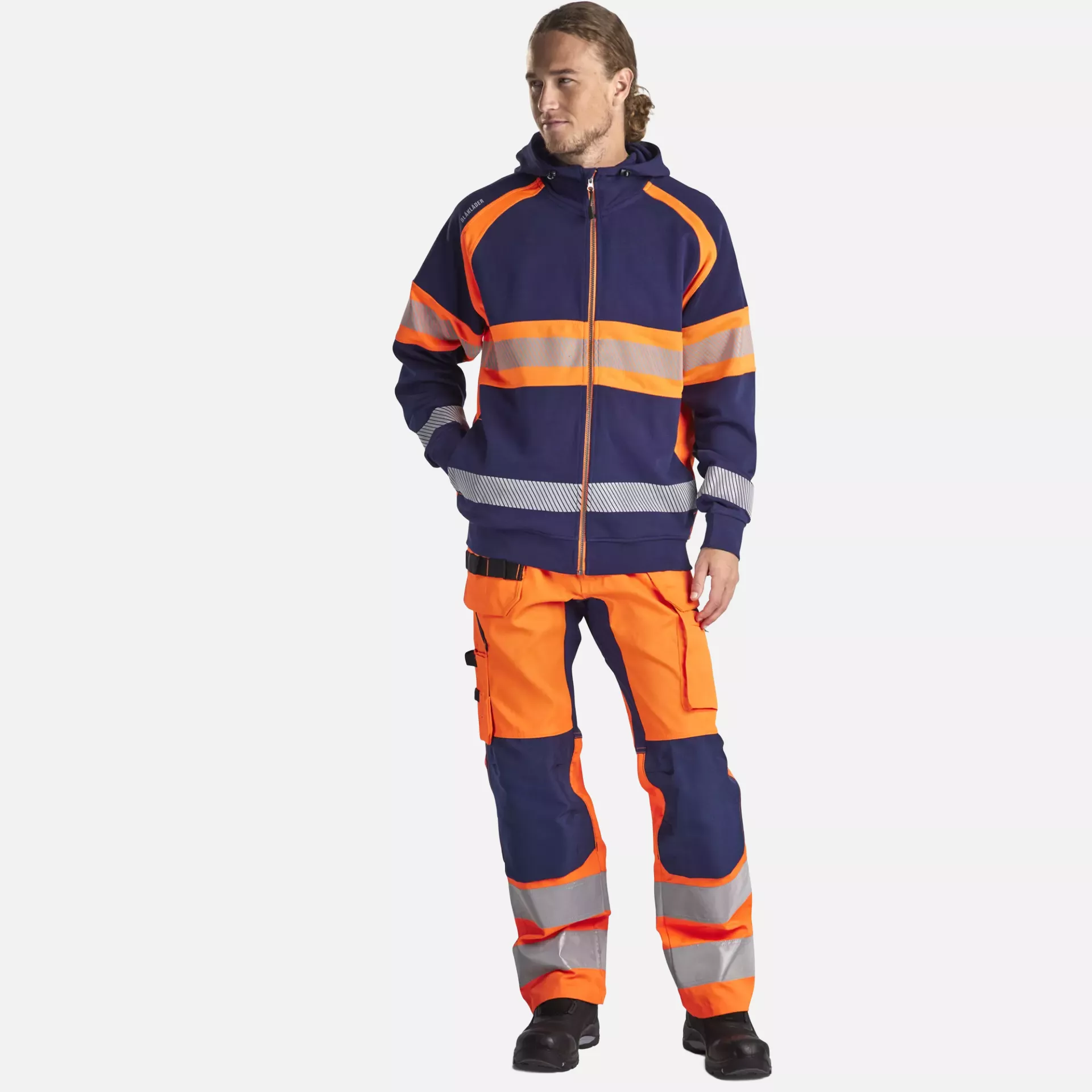 Blaklader 355211588953, High Vis Hoodie Jacket, Navy Blue/Orange, image 5