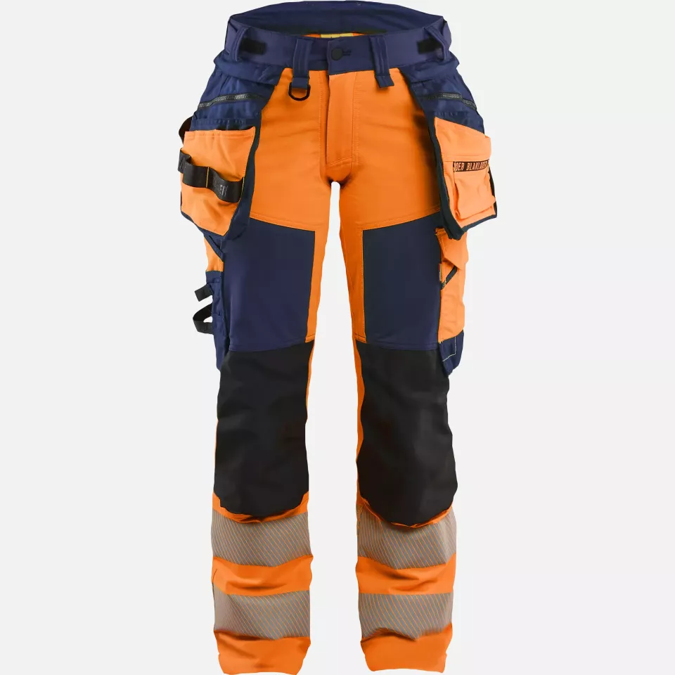 Blaklader 702216485389, High Vis Ladies 4-Way Stretch Trousers, Orange/Navy Blue, image 1, gallery thumbnail