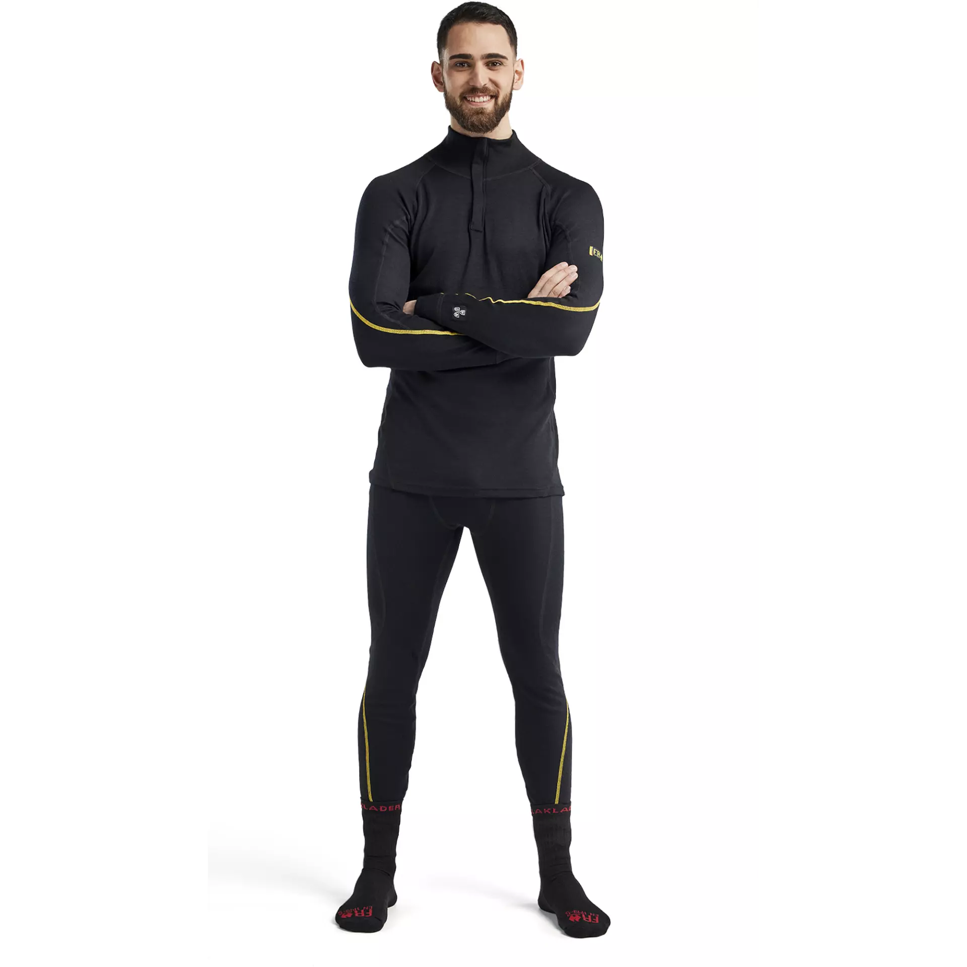 Blaklader 479610759900, Merino Wool Flame Resistant Half-Zip Undershirt, Black, image 4