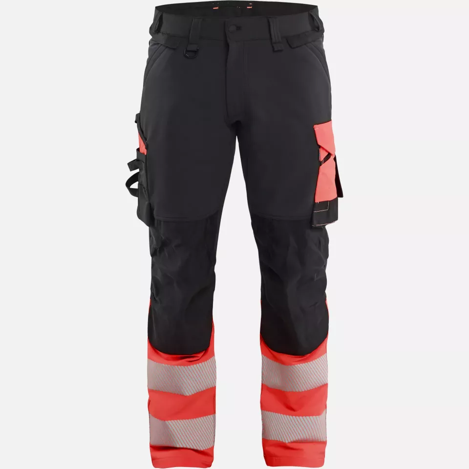 Blaklader 112616489955, Hi-Vis Work Trousers 4-Way Stretch, Black/Hi-Vis Red, image 1, gallery thumbnail
