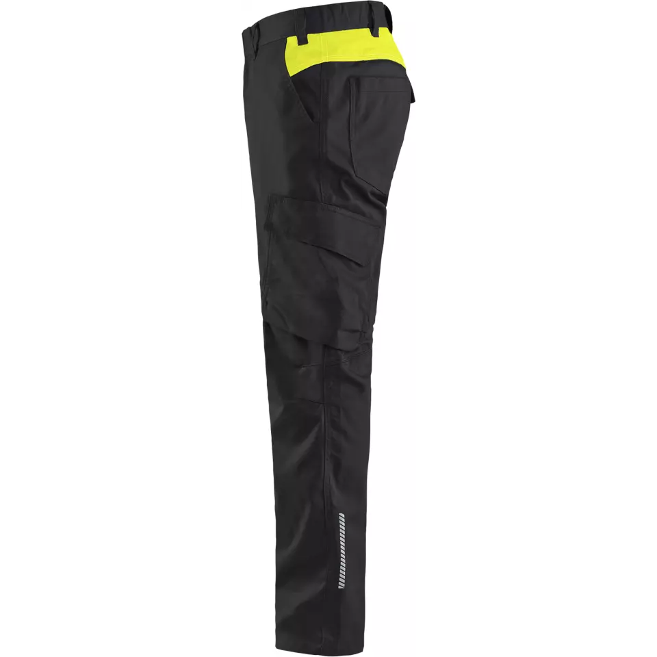 Blaklader 144418329933, Industry Stretch Work Trousers, Black/Yellow, image 3, gallery thumbnail
