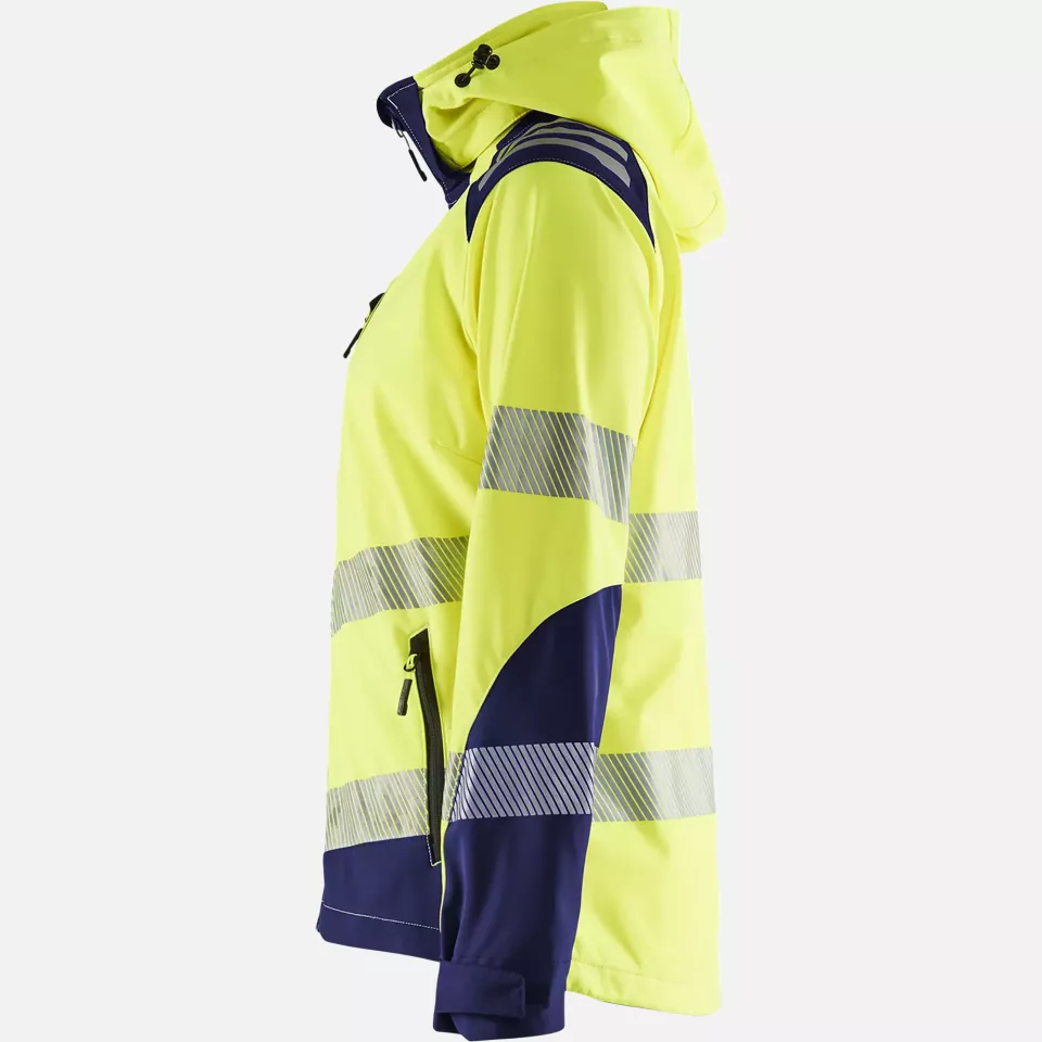 Blaklader 479125133389, High Vis Women's Softshell Jacket, Yellow/Navy Blue, image 3, gallery thumbnail