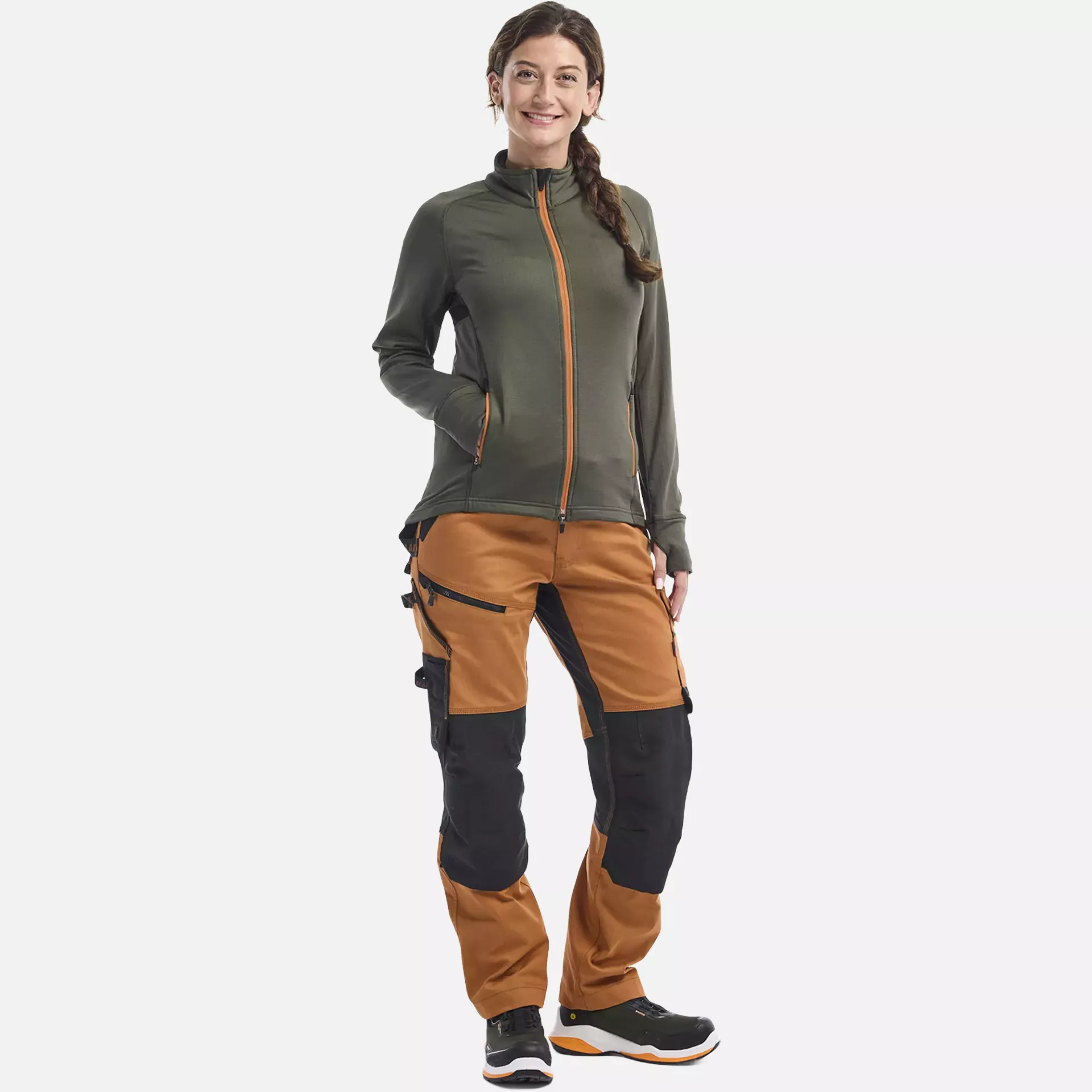 Blaklader 474525394240, STRIKER Women's Fleece Jacket, Forest Green/Rust, image 5