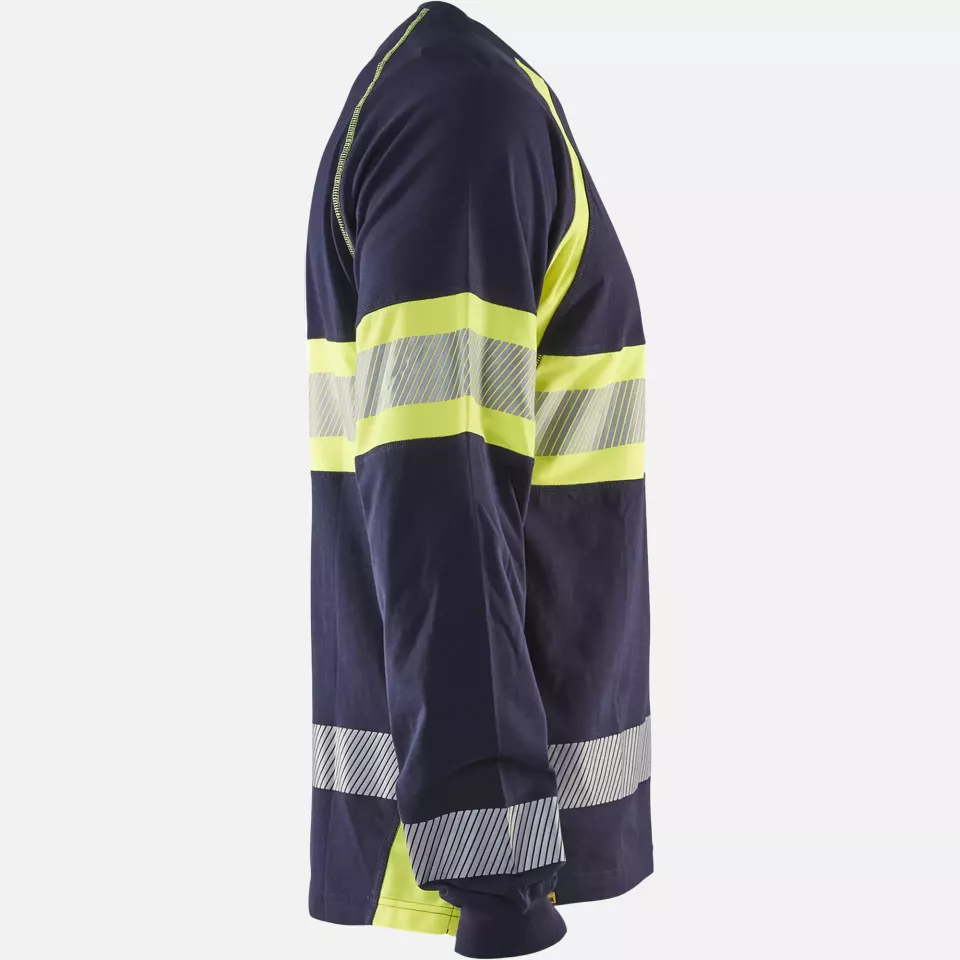 Blaklader 351010308833, High Vis Long Sleeve Shirt, Navy Blue/Yellow, image 2, gallery thumbnail