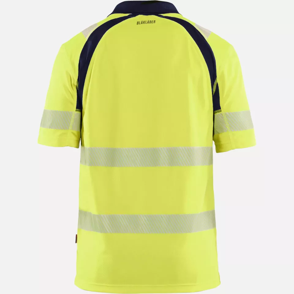 Blaklader 359510133389, High Vis UV Protection Polo Shirt, Yellow/Navy Blue, image 4, gallery thumbnail
