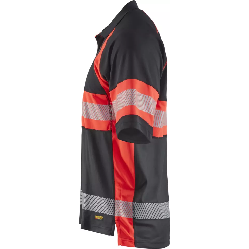 Blaklader 333810519955, High Vis UV Protection Polo Shirt, Black/High Vis Red, image 3, gallery thumbnail