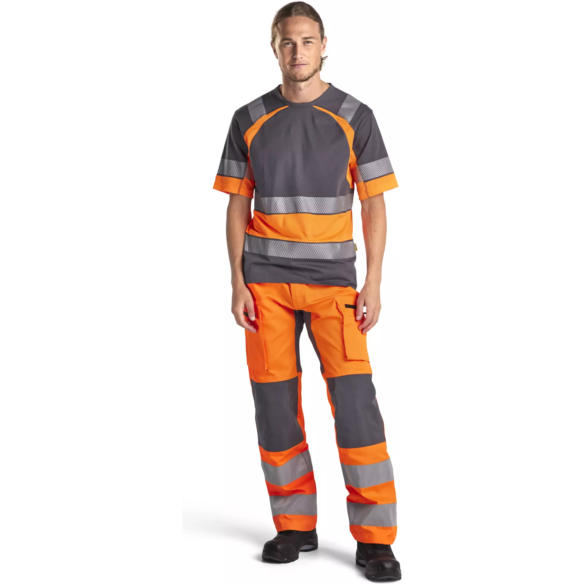 Blåkläder 158518115396, High Vis Stretch Work Pants, Orange/Medium Grey, image 4