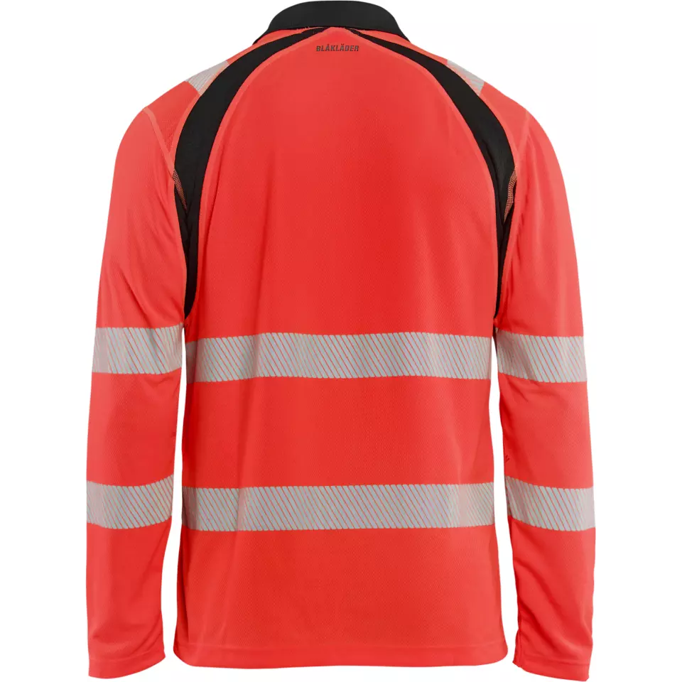 Blaklader 359810135599, High Vis UV Protection Long Sleeve Polo Shirt, Red/Black, image 4, gallery thumbnail