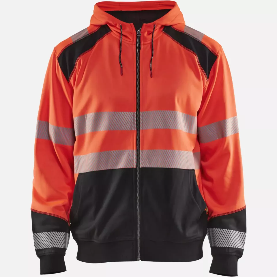 Blaklader 354625285599, High Vis Hooded Sweatshirt, Red/Black, image 1, gallery thumbnail