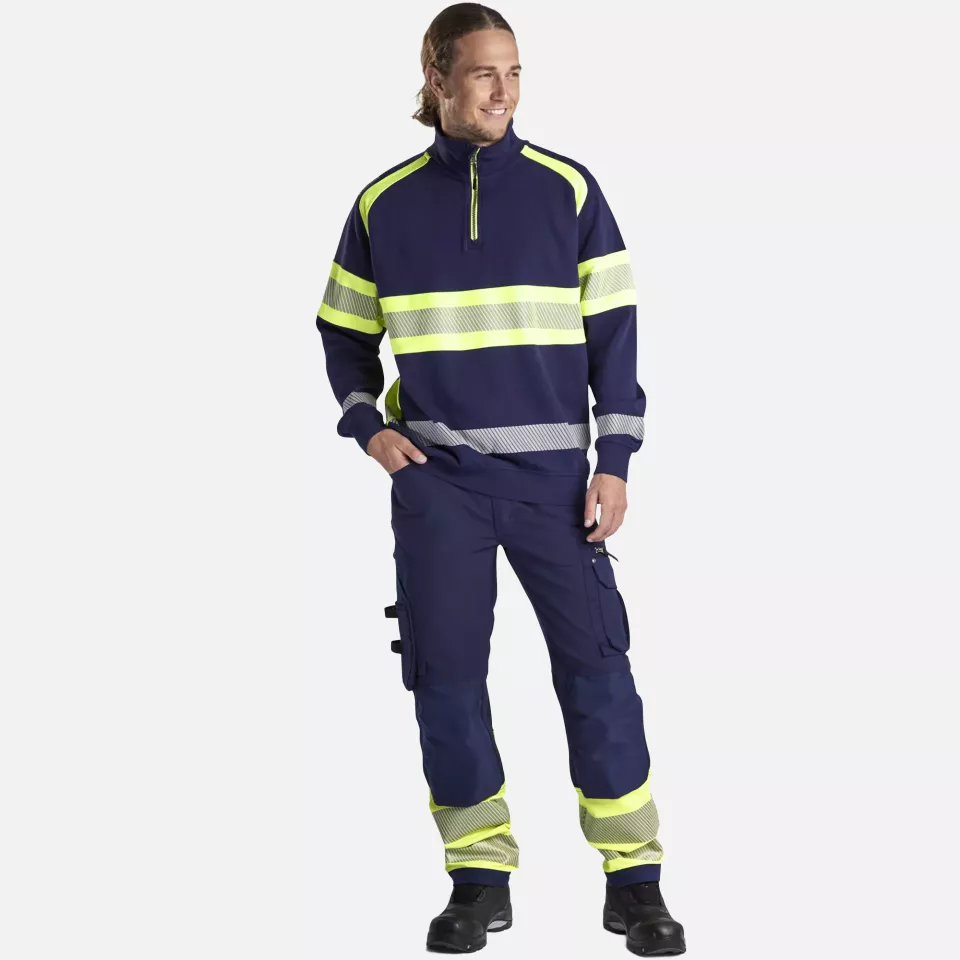 Blaklader 355311588933, High Vis Sweatshirt, Navy/ Yellow, image 5, gallery thumbnail