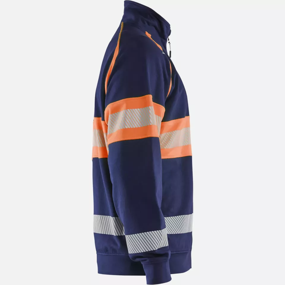 Blaklader 355111588953, High Vis Sweat Jacket, Navy Blue/Orange, image 2, gallery thumbnail