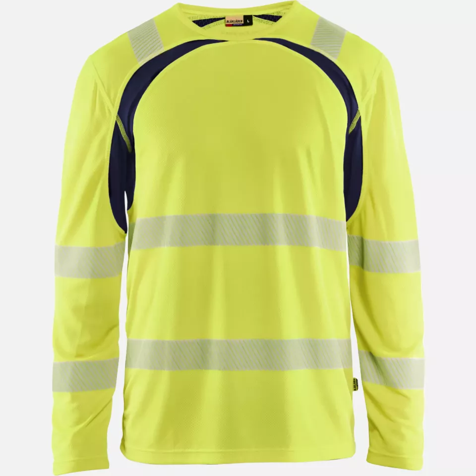 Blaklader 359910133389, High Vis UV Protection Long Sleeve Shirt, Yellow/Navy Blue, image 1, gallery thumbnail