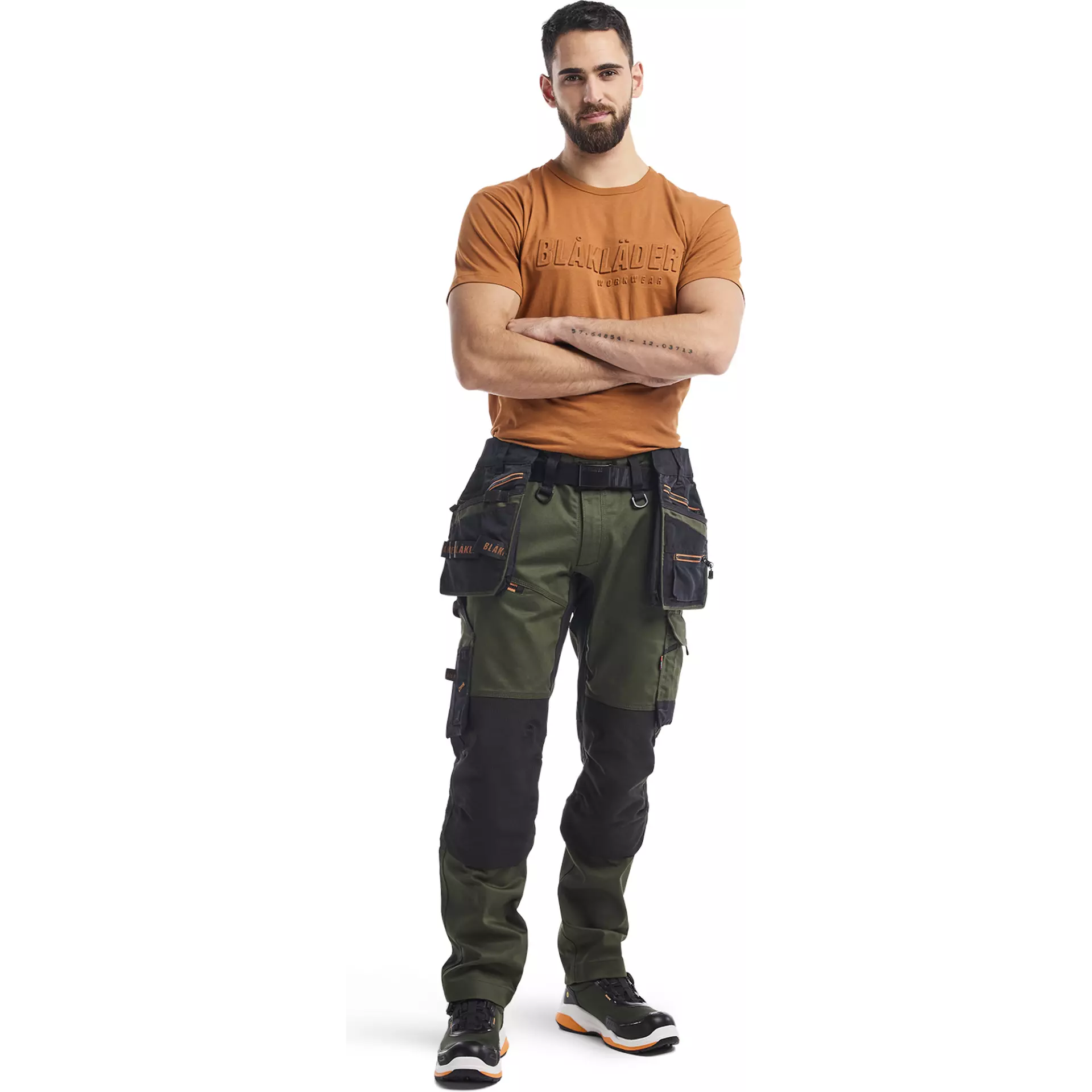 Blåkläder 197011494240, STRIKER Stretch Craftsman Work Trousers, Forest Green/Rust, image 5