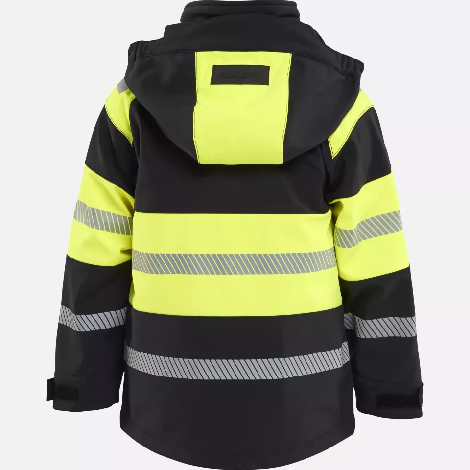 Blaklader 521125139933, Kids Softshell Jacket, Black/High Vis Yellow, image 4, gallery thumbnail