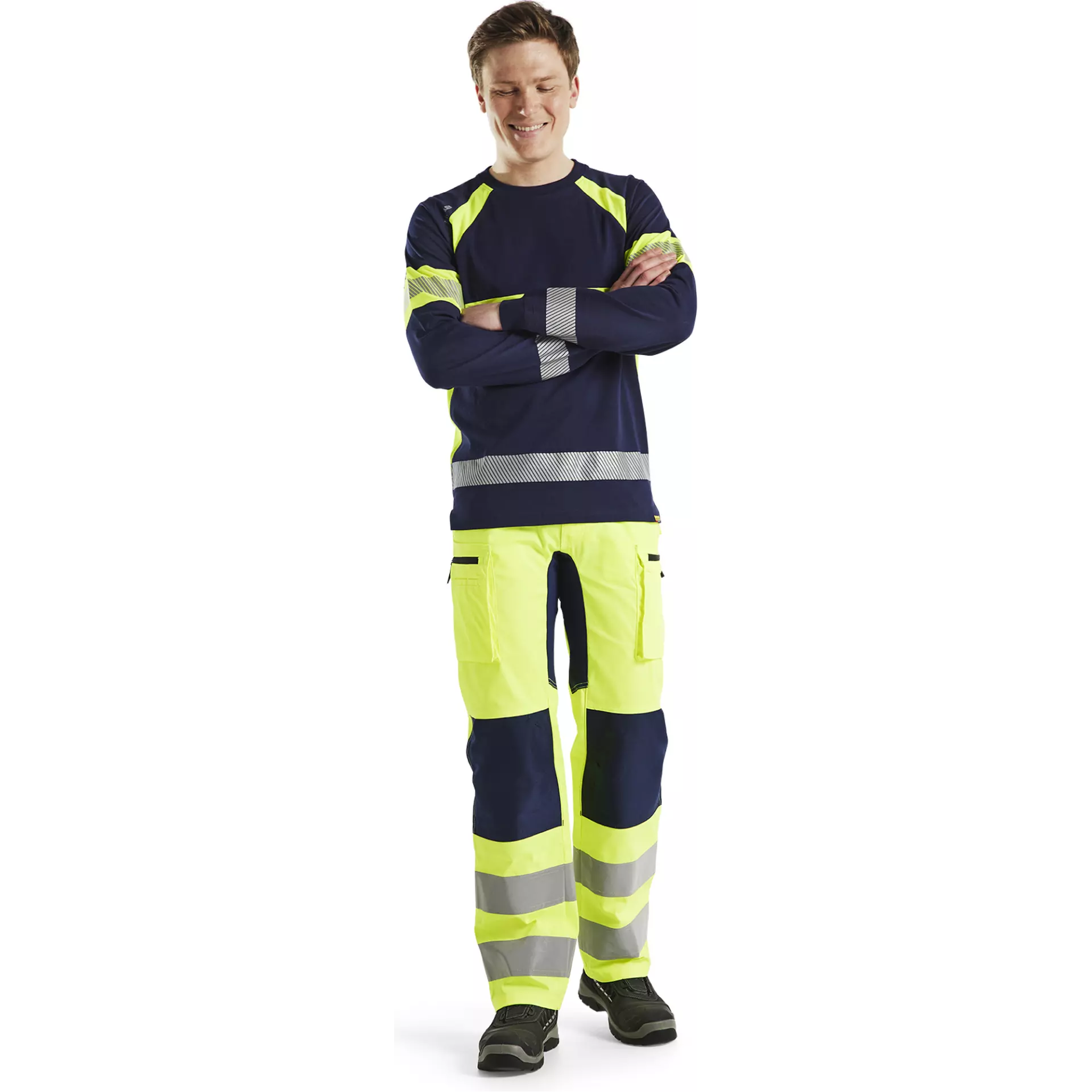 Blaklader 351010308833, High Vis Long Sleeve Shirt, Navy Blue/Yellow, image 5