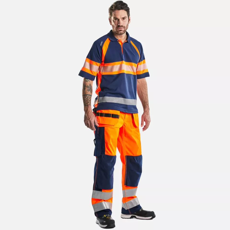 Blaklader 333810518953, High Vis UV Protection Polo Shirt, Navy Blue/Orange, image 6, gallery thumbnail