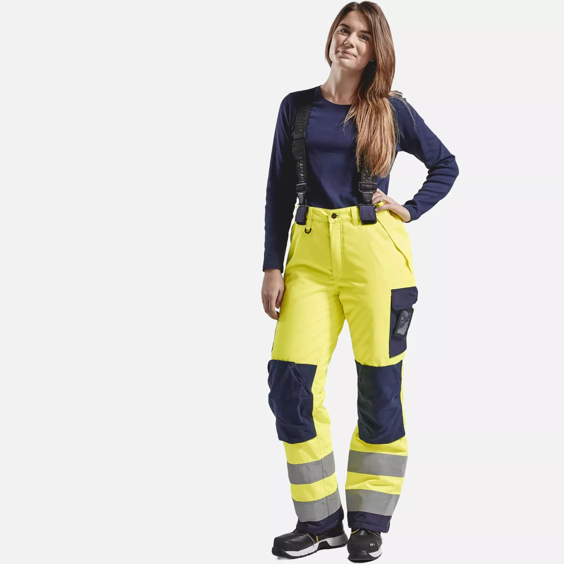 Blaklader 788519773389, High Vis Ladies Winter Work Trousers, Yellow/Navy Blue, image 5