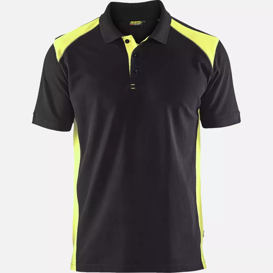 Blaklader 332410509933, Polo Shirt, Black/Yellow, image 1, gallery thumbnail