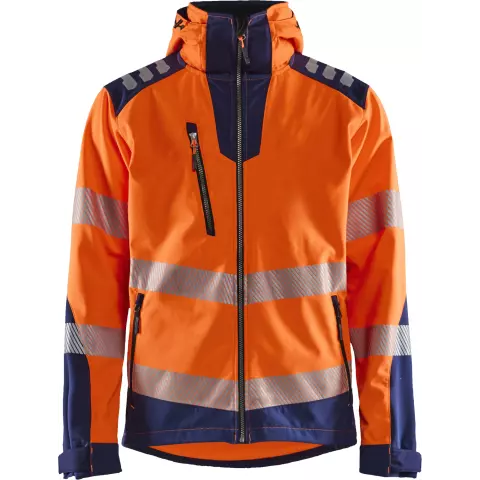 Blaklader High Vis Softshell Jacket, Orange/Navy Blue