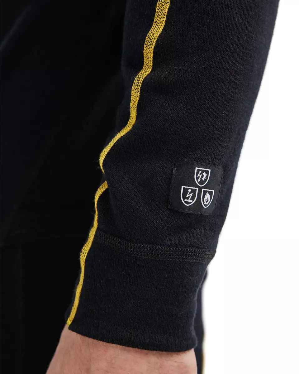 Blaklader 479610759900, Merino Wool Flame Resistant Half-Zip Undershirt, Black, image 5, gallery thumbnail