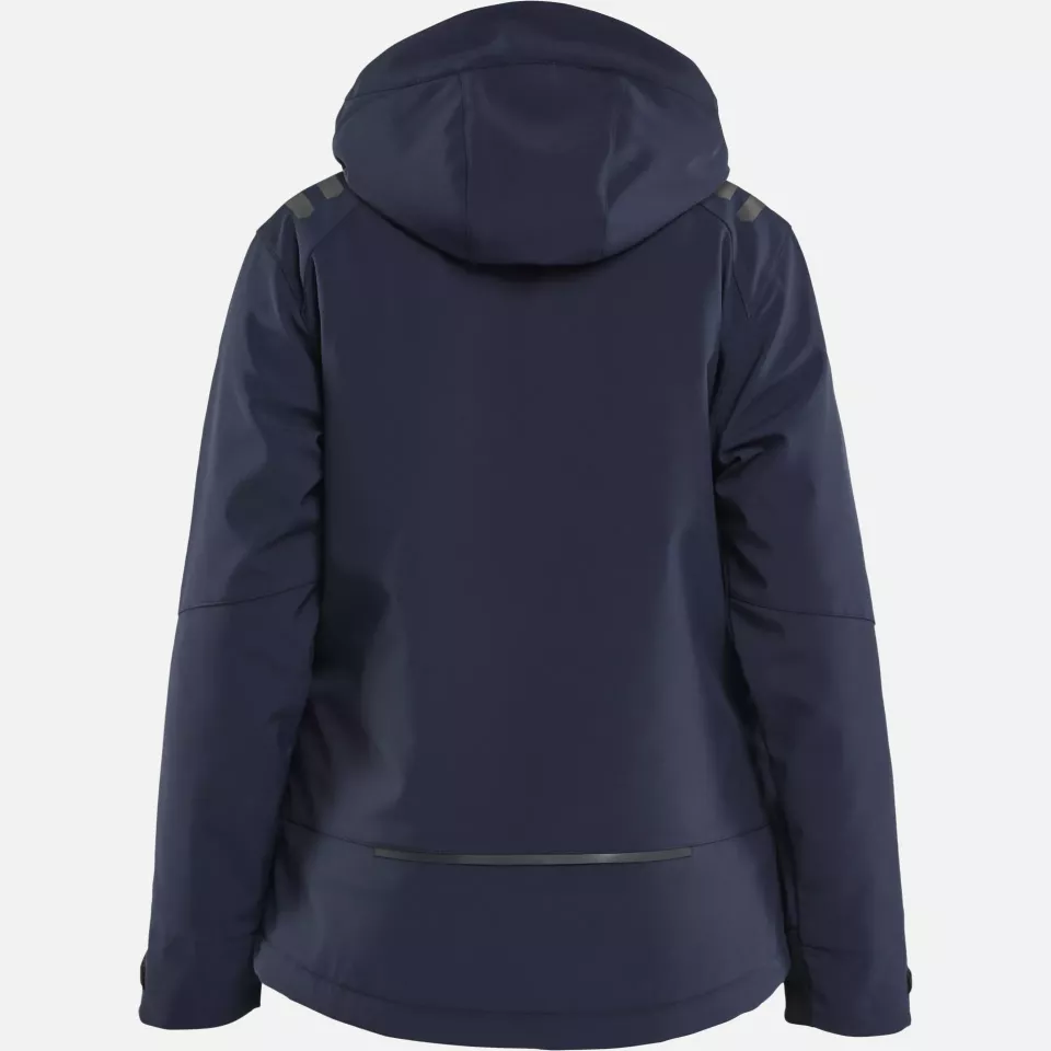 Blaklader 475125138633, Women's Lightly Lined Softshell Winter Jacket, Dark Navy/High Vis Yellow, image 4, gallery thumbnail