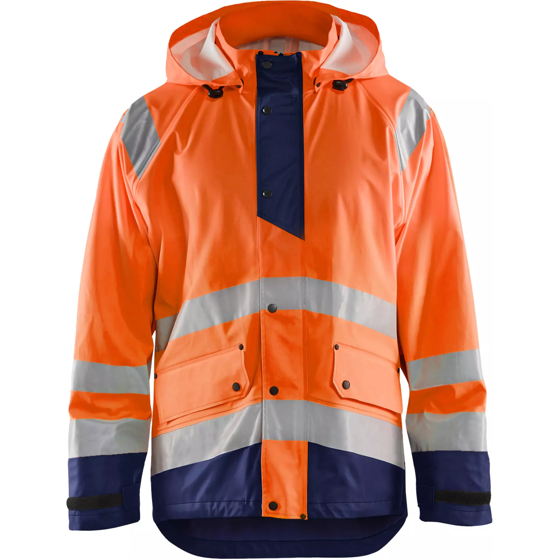 Blaklader 432320005389, High Vis Rain Jacket, Orange/Navy Blue