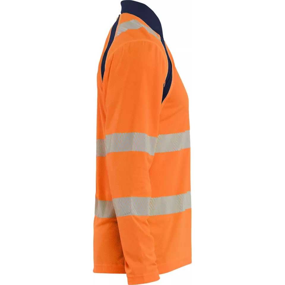 Blaklader 359810135389, High Vis UV Protection Long Sleeve Polo Shirt, Orange/Navy Blue, image 2, gallery thumbnail