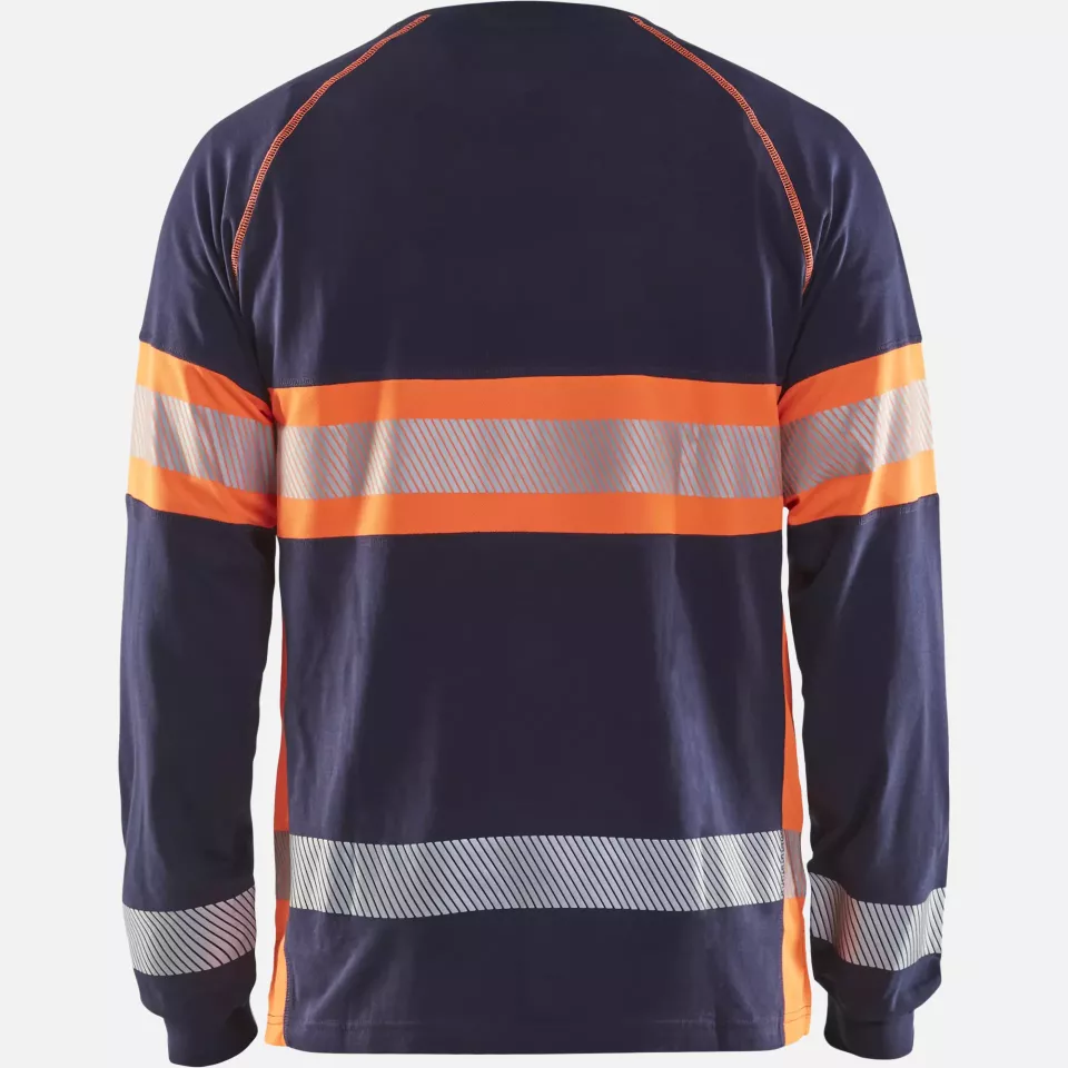 Blaklader 351010308853, Long Sleeve High Vis Shirt, Navy Blue/Orange, image 4, gallery thumbnail