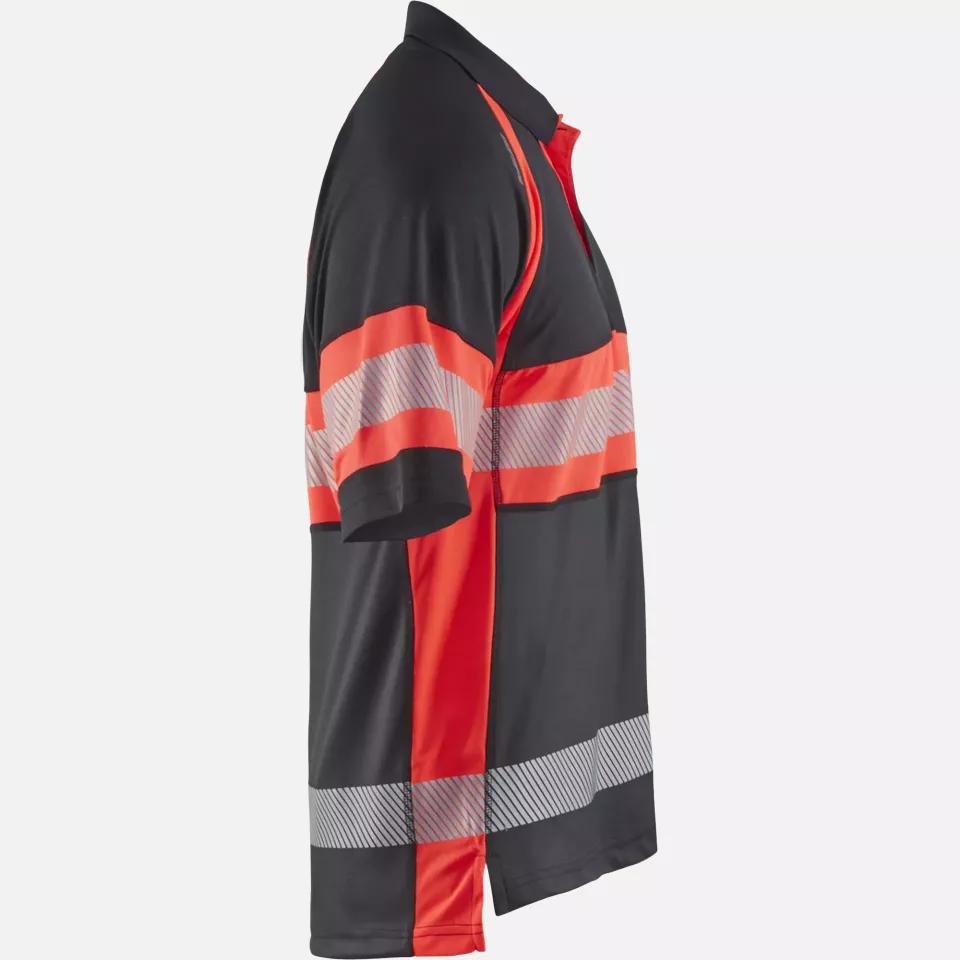 Blaklader 333810519955, High Vis UV Protection Polo Shirt, Black/High Vis Red, image 2, gallery thumbnail