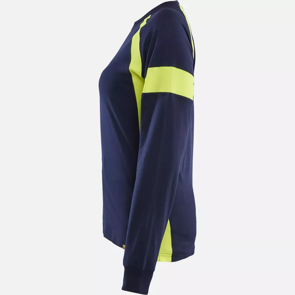 Blaklader 352110308833, High Vis Women's Long Sleeve T-Shirt, Navy Blue/Yellow, image 3, gallery thumbnail