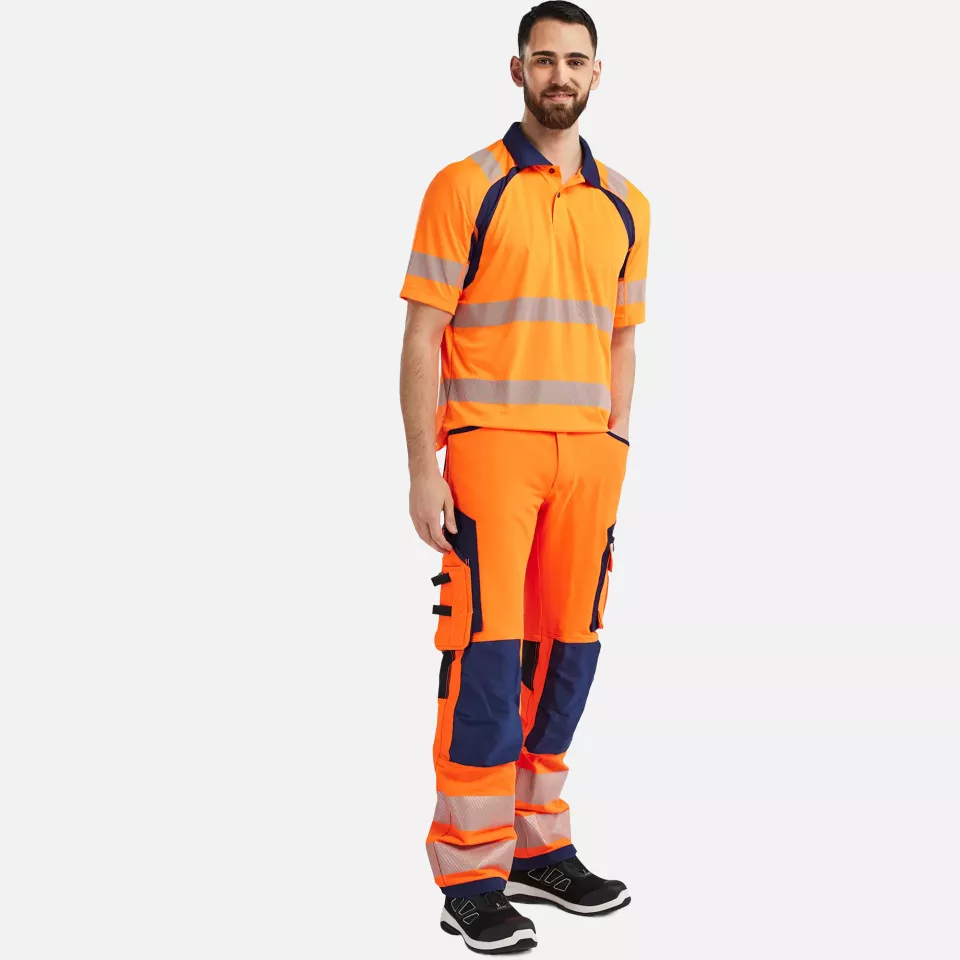 Blaklader 359510135389, High Vis UV Protection Polo Shirt, Orange/Navy, image 5, gallery thumbnail
