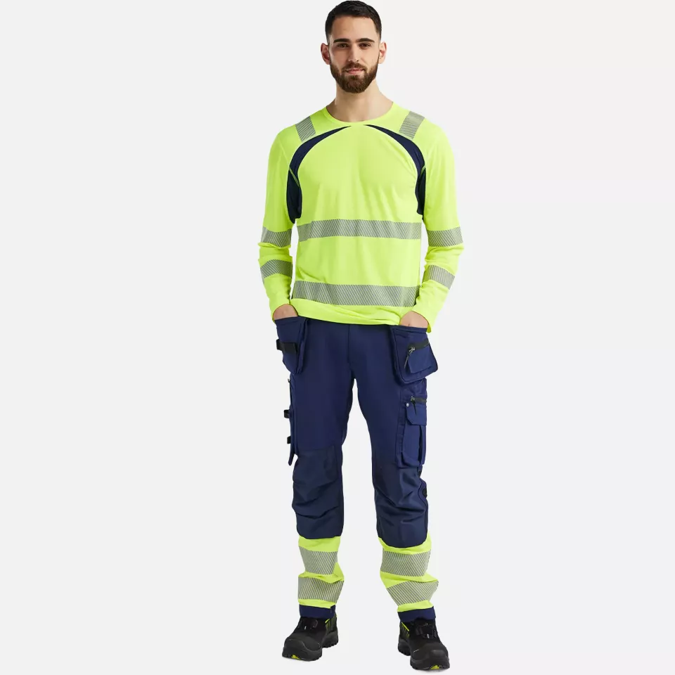 Blaklader 359910133389, High Vis UV Protection Long Sleeve Shirt, Yellow/Navy Blue, image 5, gallery thumbnail