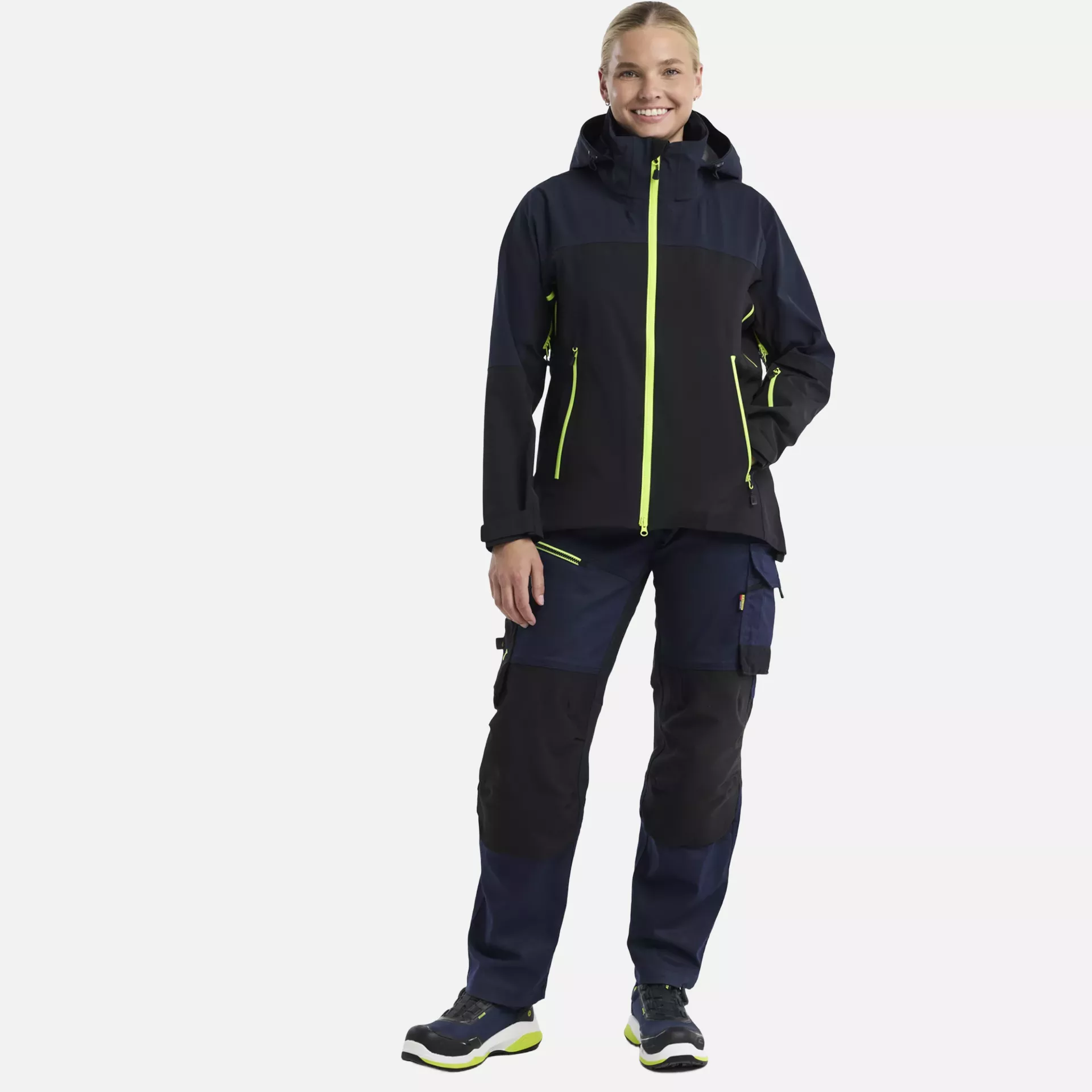 Blaklader 470819168633, Striker Ladies Stretch Shell Jacket, Dark Navy/High Vis Yellow, image 6