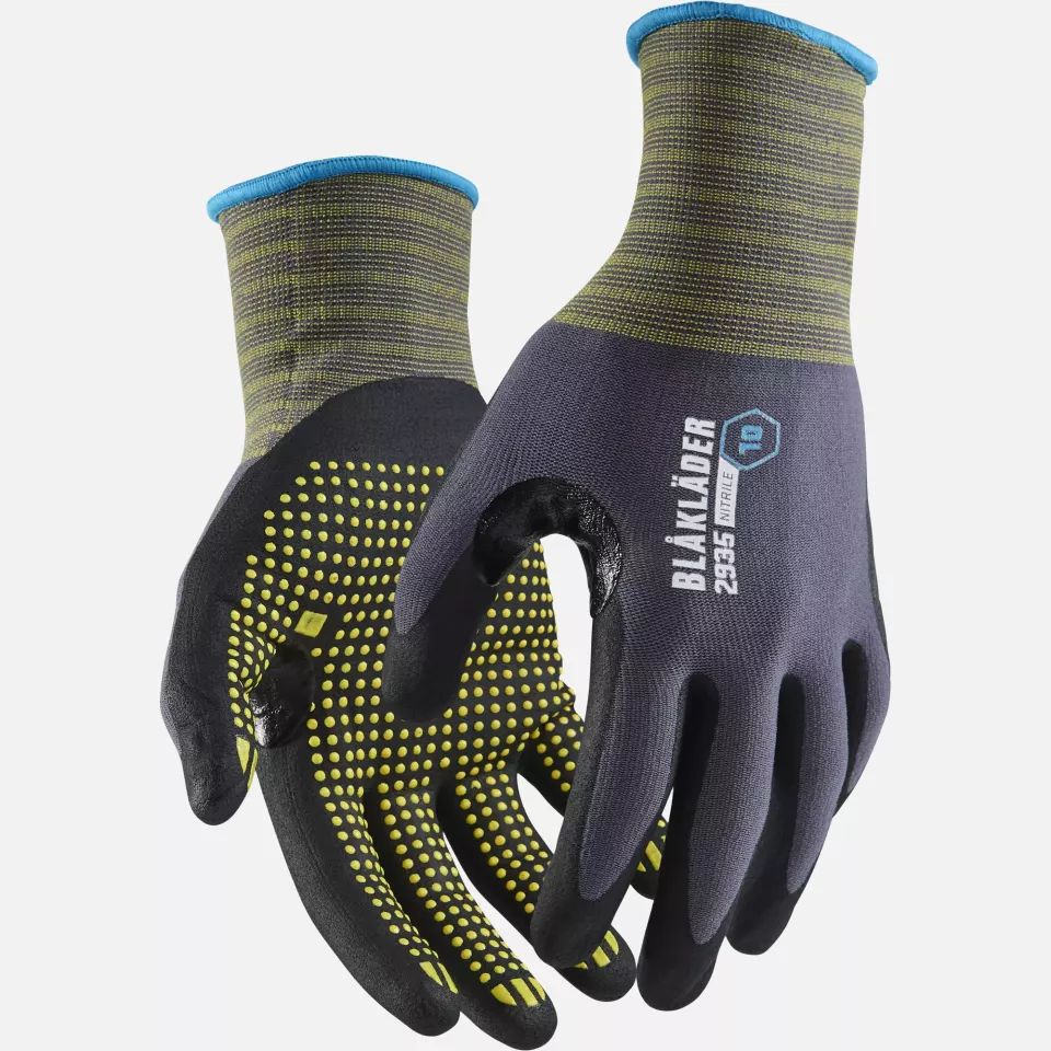 Blaklader 293514569400, Nitrile Coated Work Glove with Dotted Grip, Grey, image 1, gallery thumbnail