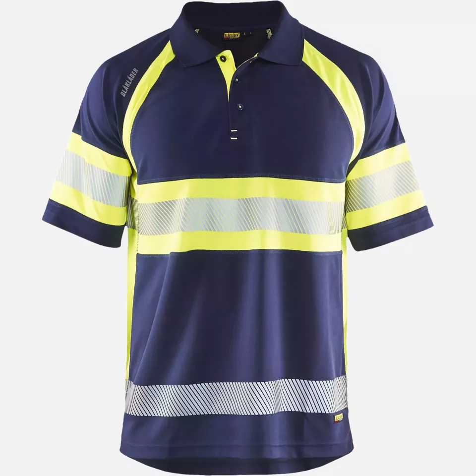 Blaklader 333810518933, High Vis UV Protection Polo Shirt, Navy Blue/ Yellow, image 1, gallery thumbnail