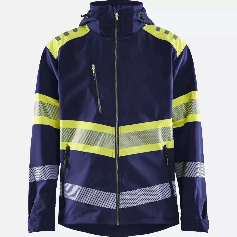 Blaklader 449425138933, High Vis Softshell Jacket, Navy/ Yellow, image 1, gallery thumbnail