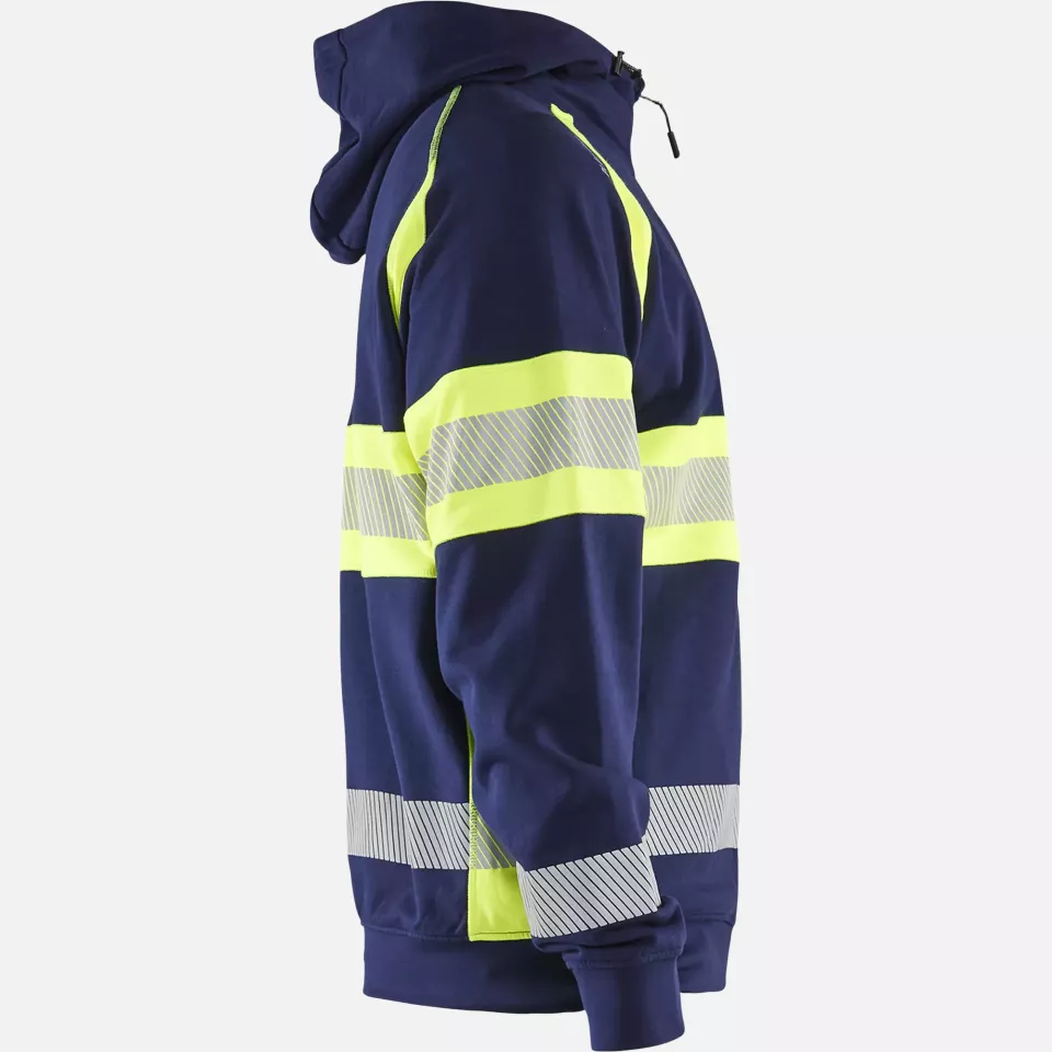 Blaklader 355211588933, High Vis Hooded Jacket, Navy Blue/ Yellow, image 2, gallery thumbnail