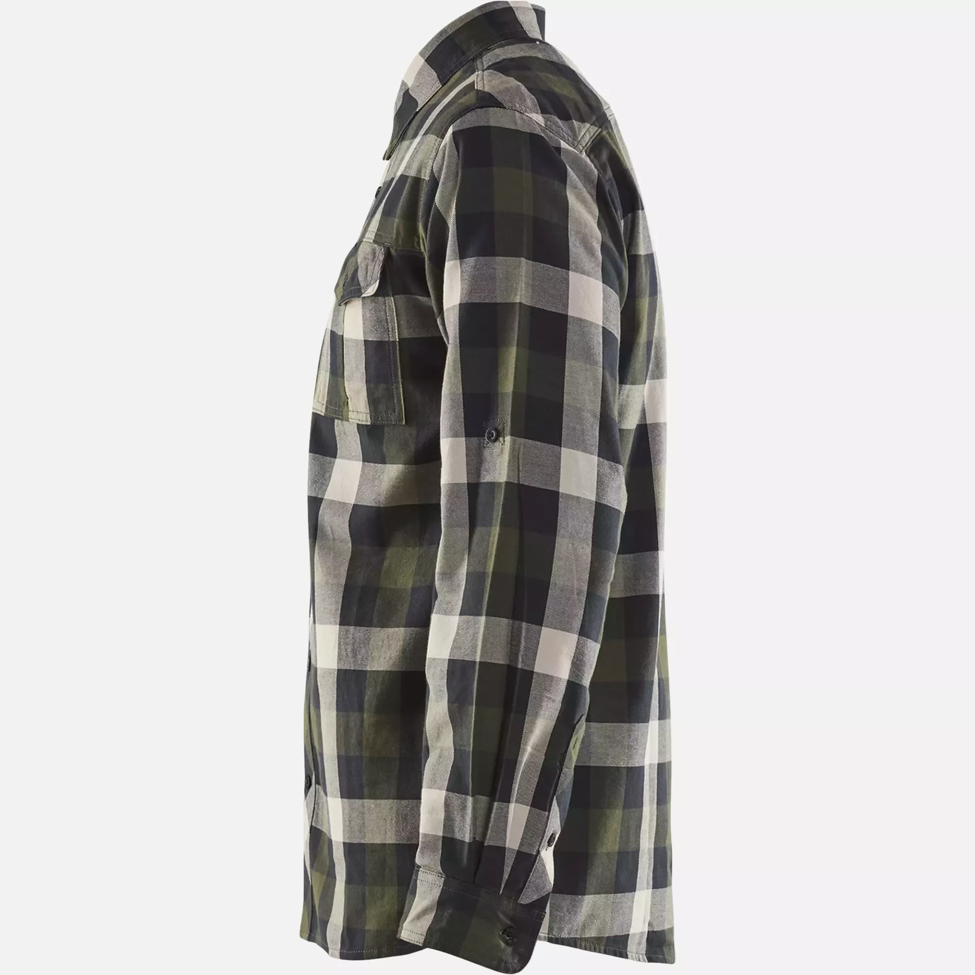 Blaklader 329911524599, Flannel Shirt, Dark Olive Green/Black, image 3