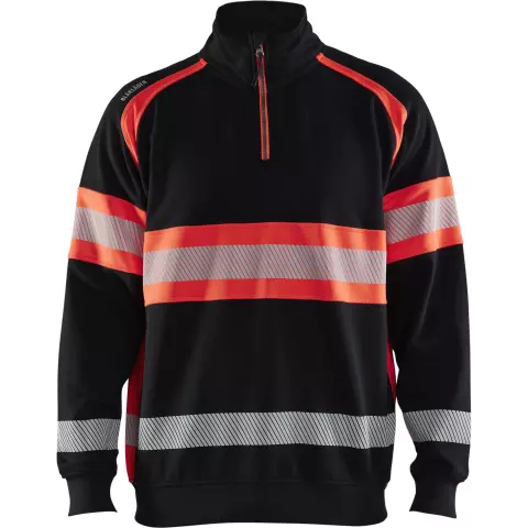 Blaklader High Vis Sweatshirt, Black/High Vis Red