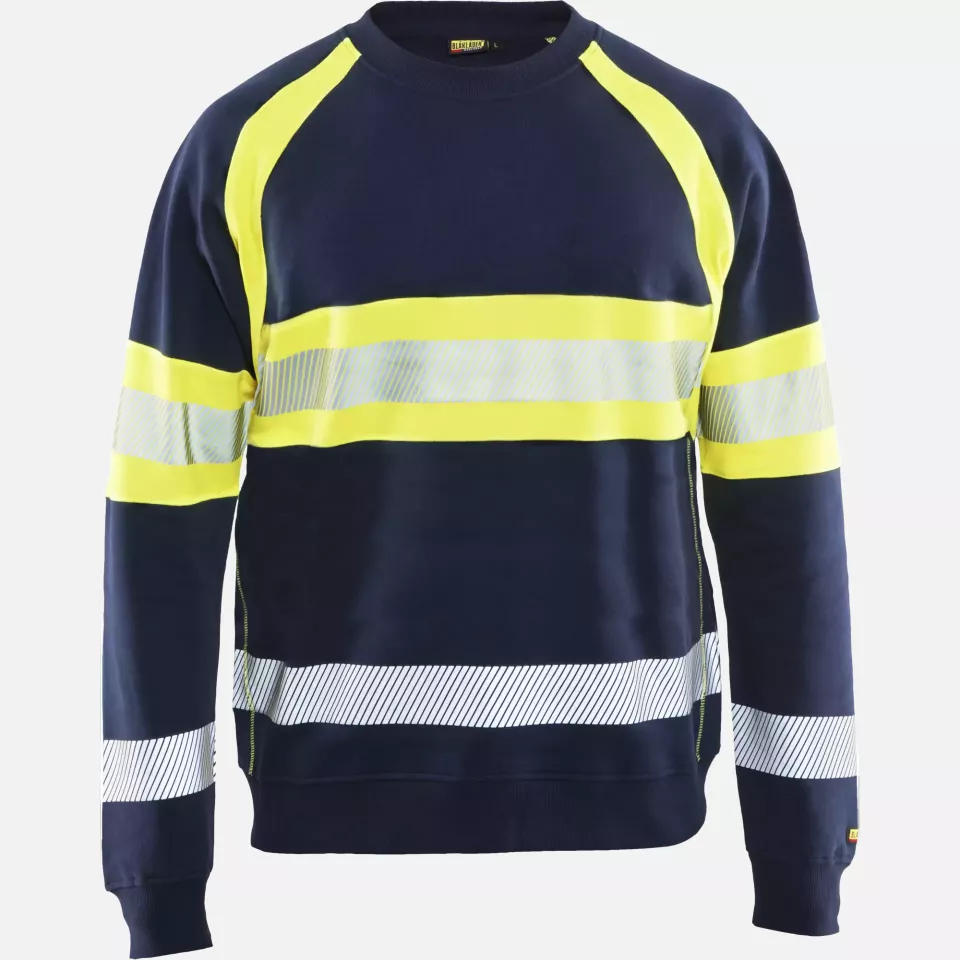 Blaklader 335911588933, High Vis Sweatshirt, Navy Blue/Yellow, image 1, gallery thumbnail
