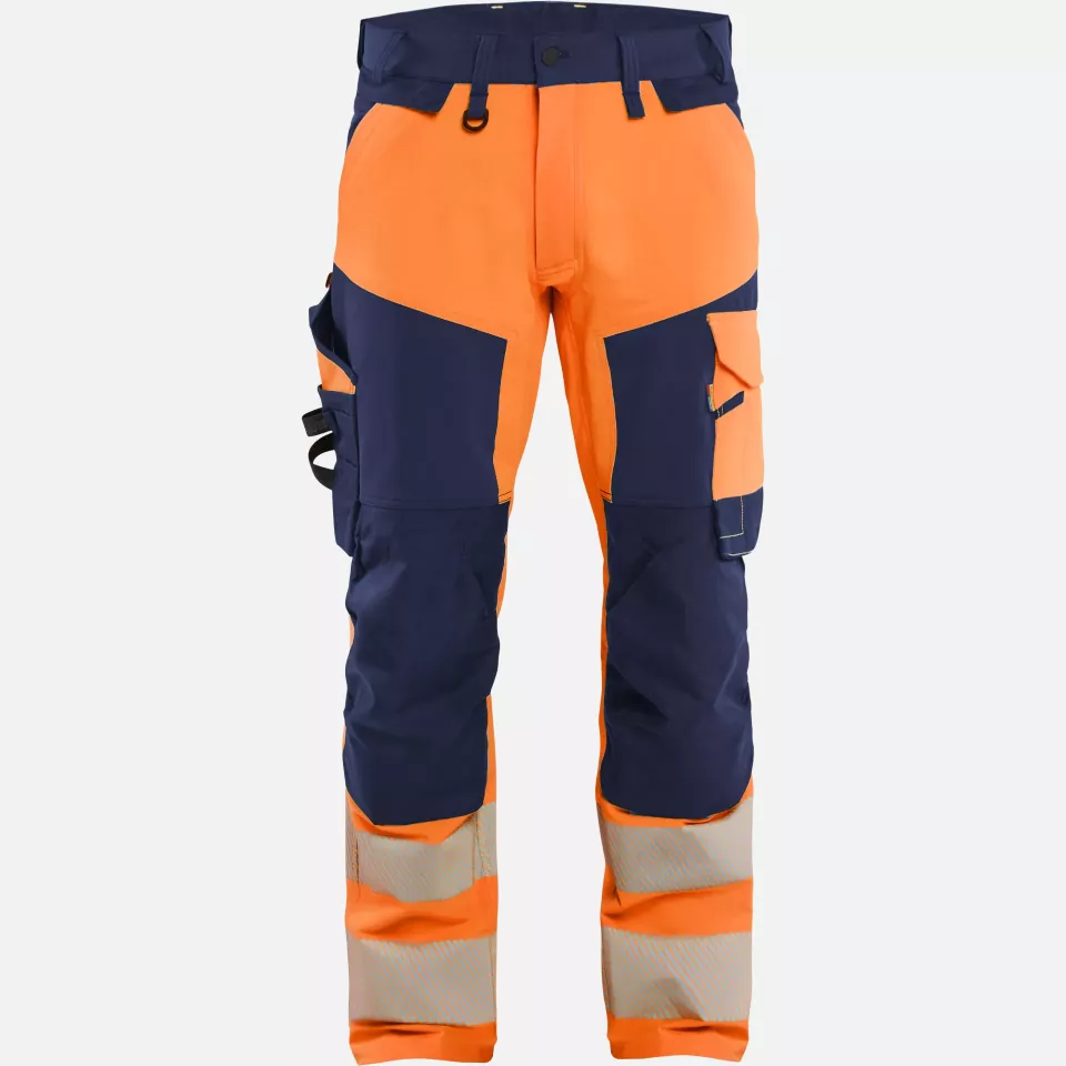 Blaklader 112416485389, Hi-Vis Work Trousers 4-Way Stretch, Hi-Vis Orange/Navy Blue, image 1, gallery thumbnail