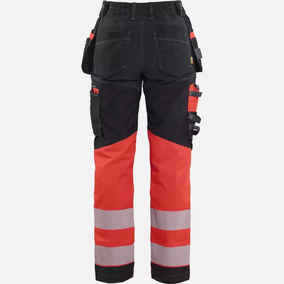 Blaklader 719613709955, High Vis Ladies Stretch Work Trousers, Black/High Vis Red, image 3, gallery thumbnail