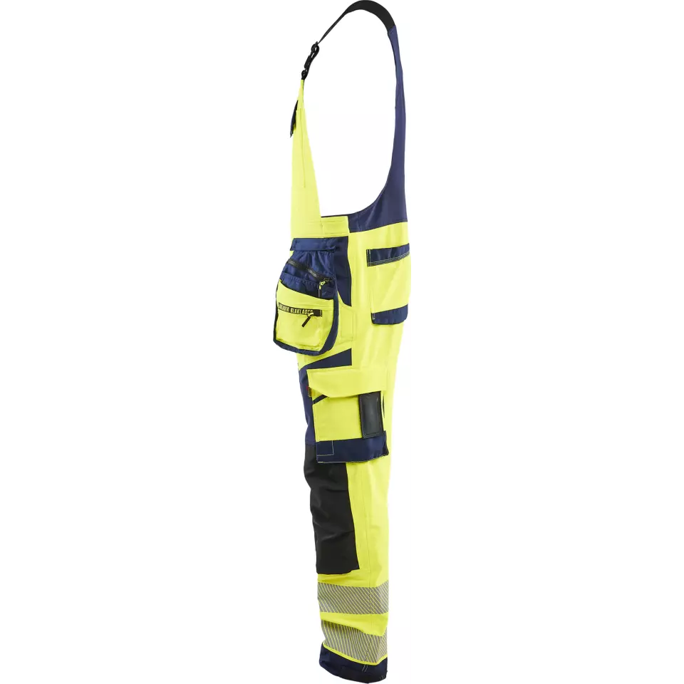Blaklader 262616483389, High Vis 4-Way Stretch Bib and Brace, Yellow/Navy Blue, image 3, gallery thumbnail