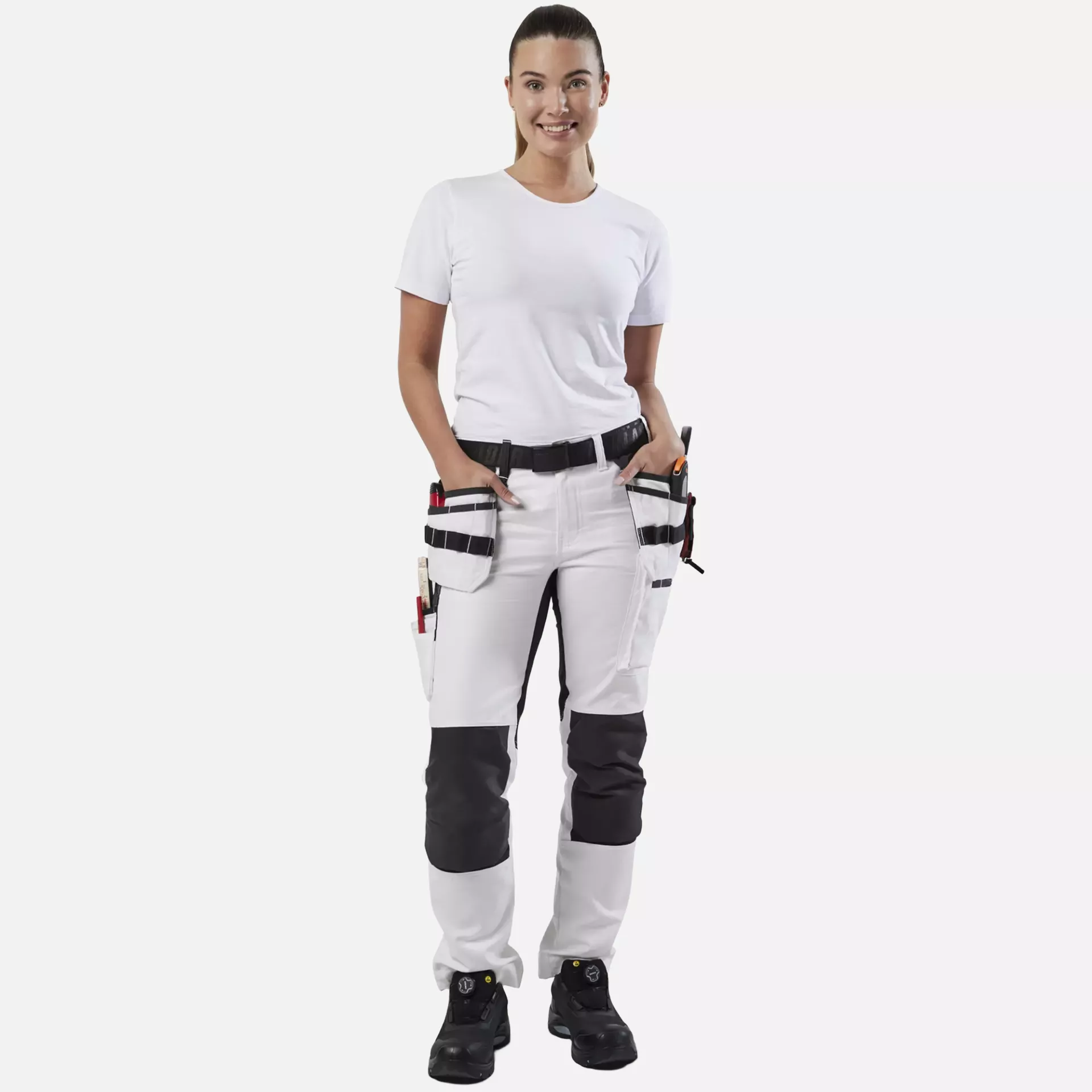 Blaklader 791010001099, Ladies Painters Trousers with Stretch Inserts, White/Black, image 5